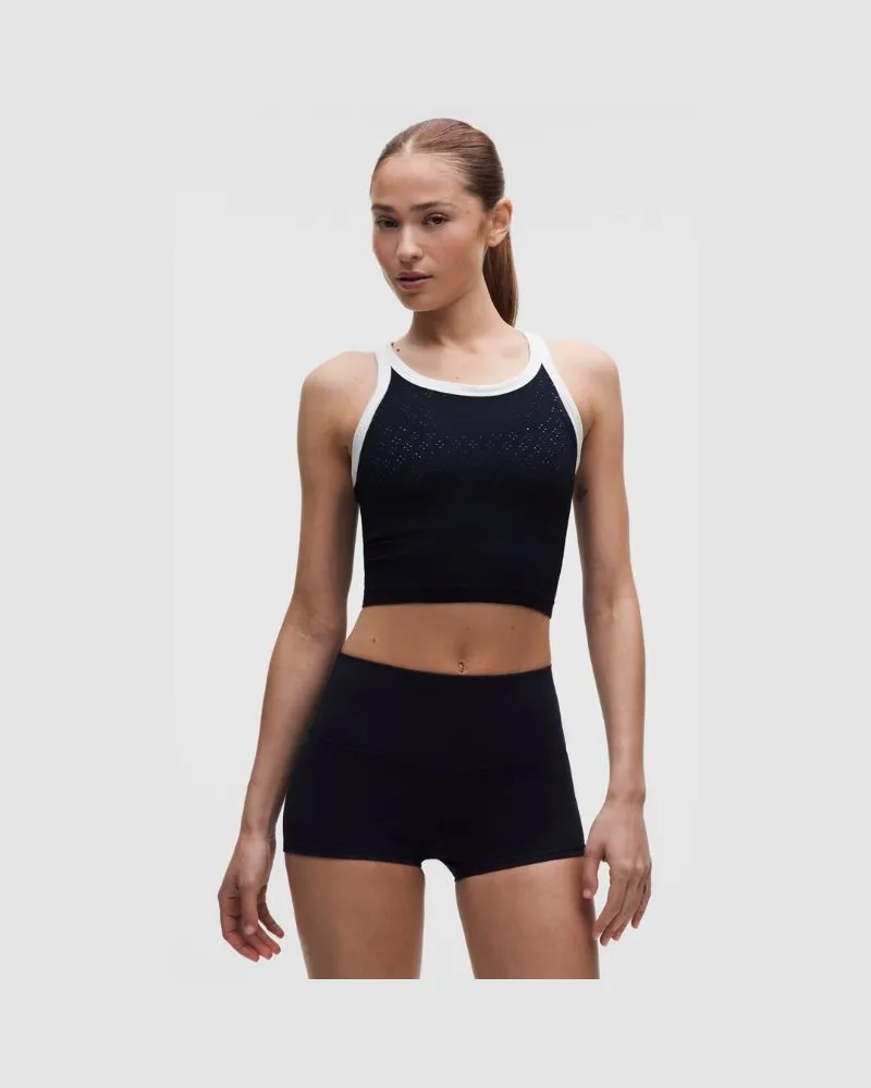 LULULEMON Swiftly Tech Crop-Tanktop mit Rundhalsausschnitt 0 für Frauen – Größe in Jewel Dot True Navy/White Jewel