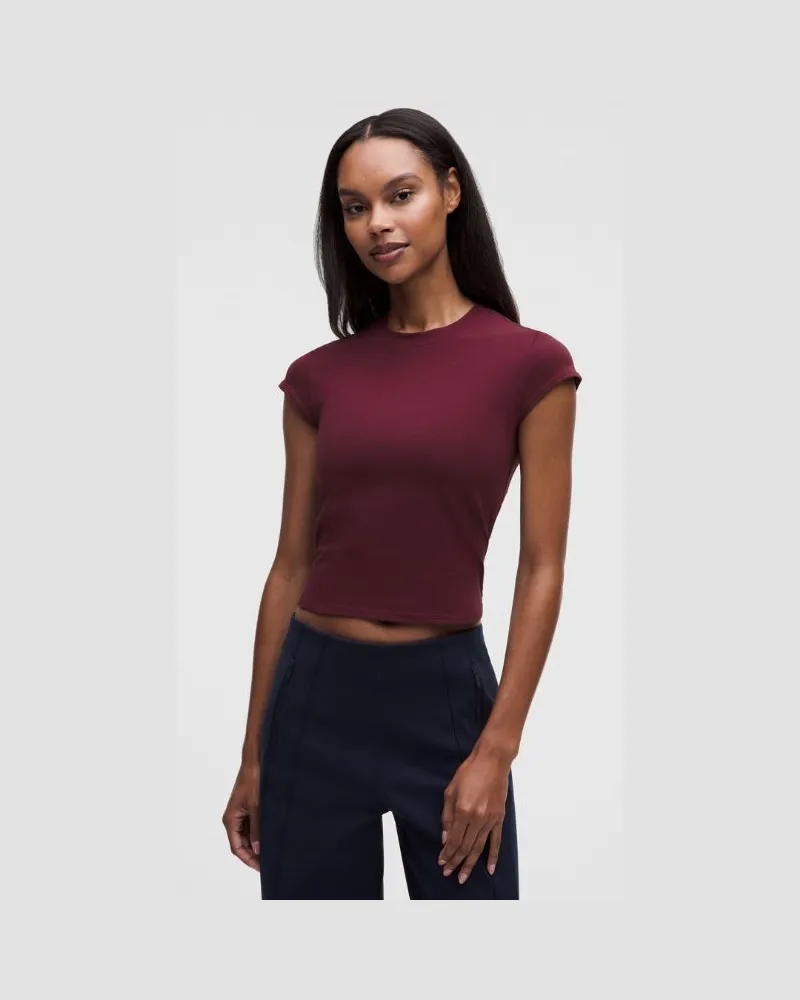 LULULEMON Baby Tee aus Bio- für Frauen – Größe in Burgundy Bay Burgundy