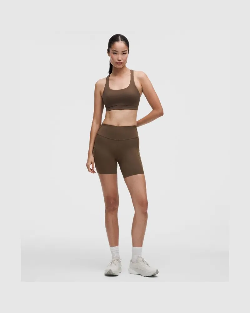 LULULEMON Fast and Free Shorts mit hohem Bund 5 Taschen für Frauen – 15 cm – Größe in Walnut Crunch Walnut