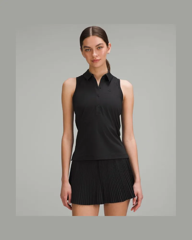 LULULEMON Quick Dry Ärmelloses Poloshirt Mit geradem Saum für Frauen – Größe in Black Black