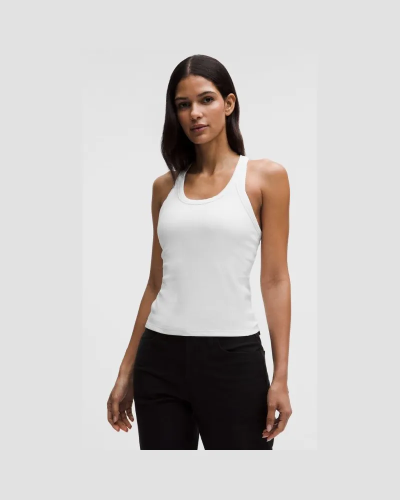 LULULEMON Hold Tight Tanktop mit Racerback und Mikrorippenstruktur für Frauen – Größe in White White