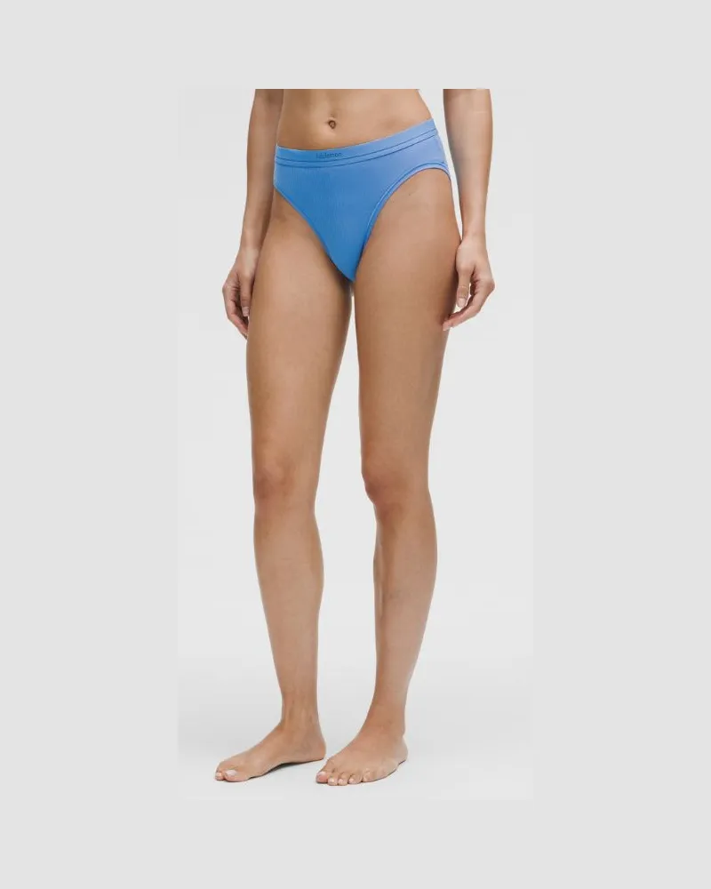 LULULEMON Gerippte Bikini-Unterwäsche aus gerippter Stretch- mit Logo und superhohem Bund für Frauen – Größe in Pool Party Pool