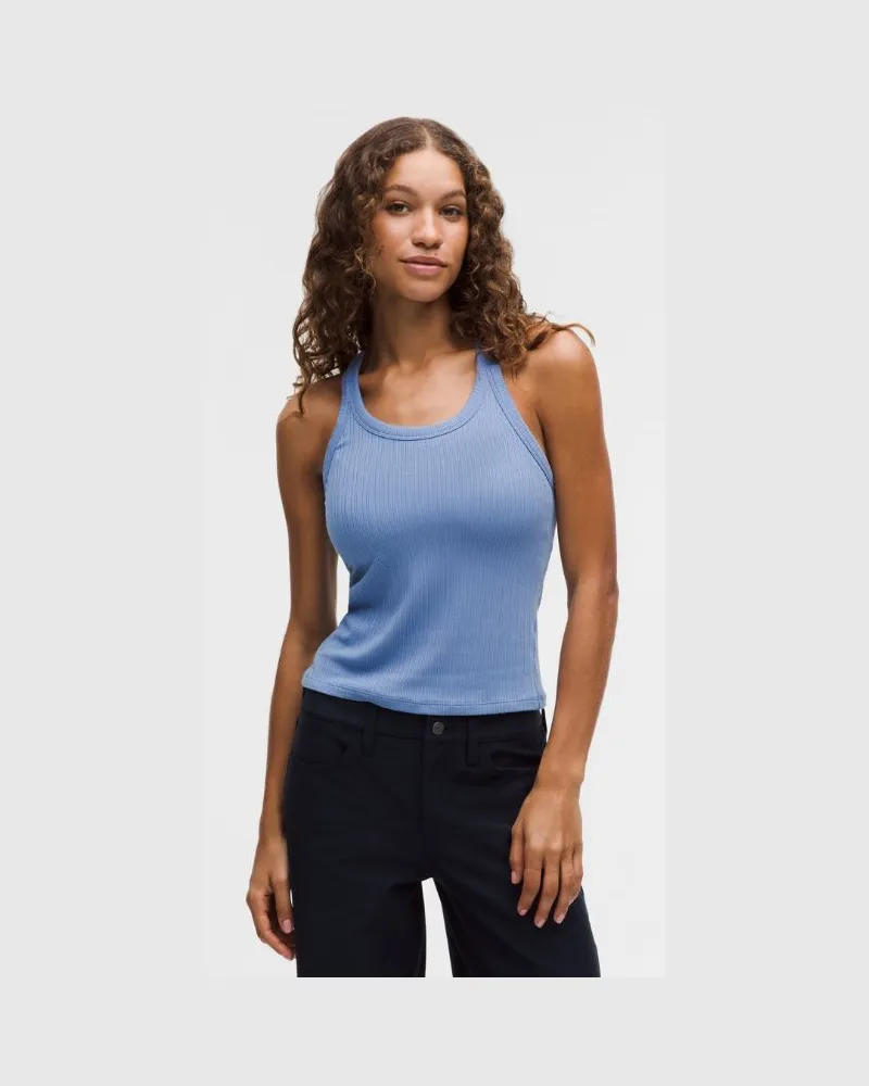 LULULEMON Hold Tight Micro-Rib Racerback Tank Top für Frauen – Größe in Prep Blue Prep