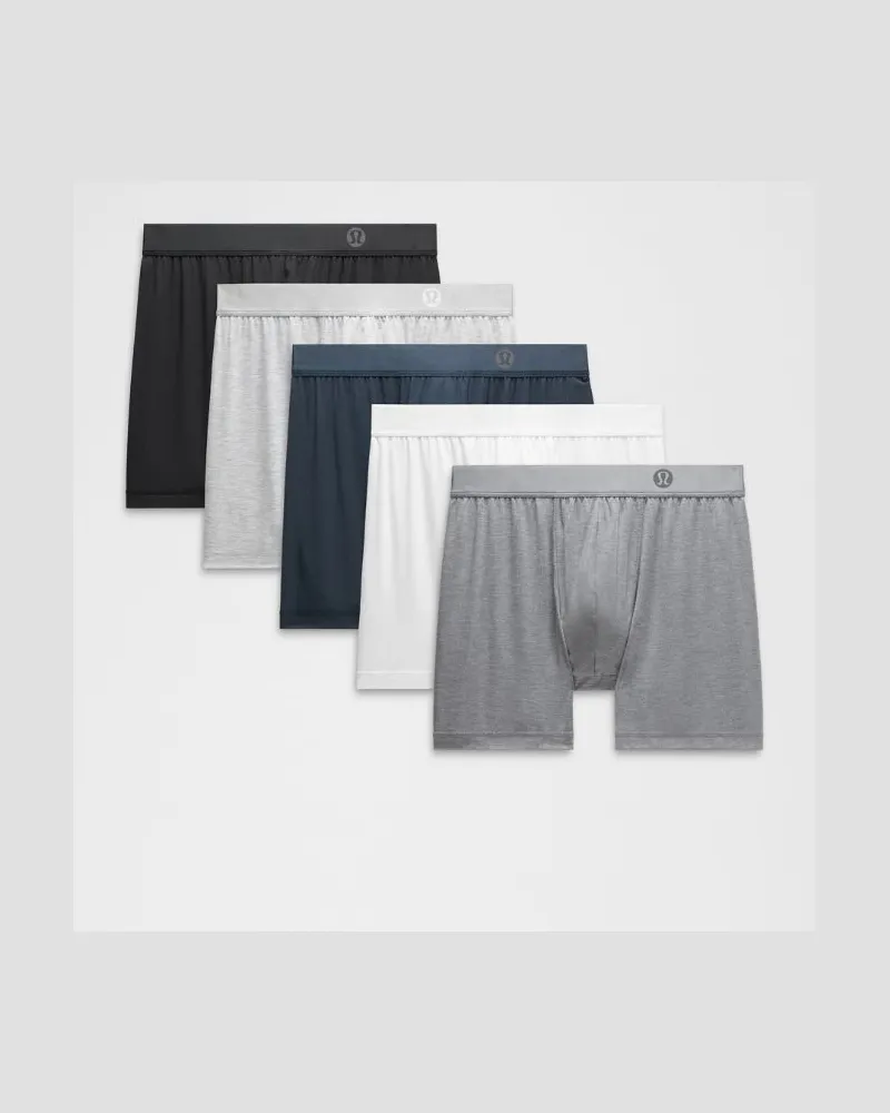 LULULEMON Always In Motion Boxershorts 5er-Pack für Männer – 13 cm – Größe in Black/White/True Navy Black