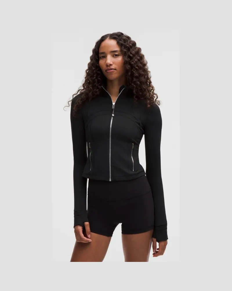 LULULEMON Define-Crop-Jacke Nulu für Frauen – Größe in Schwarz/Mirror Silver Schwarz