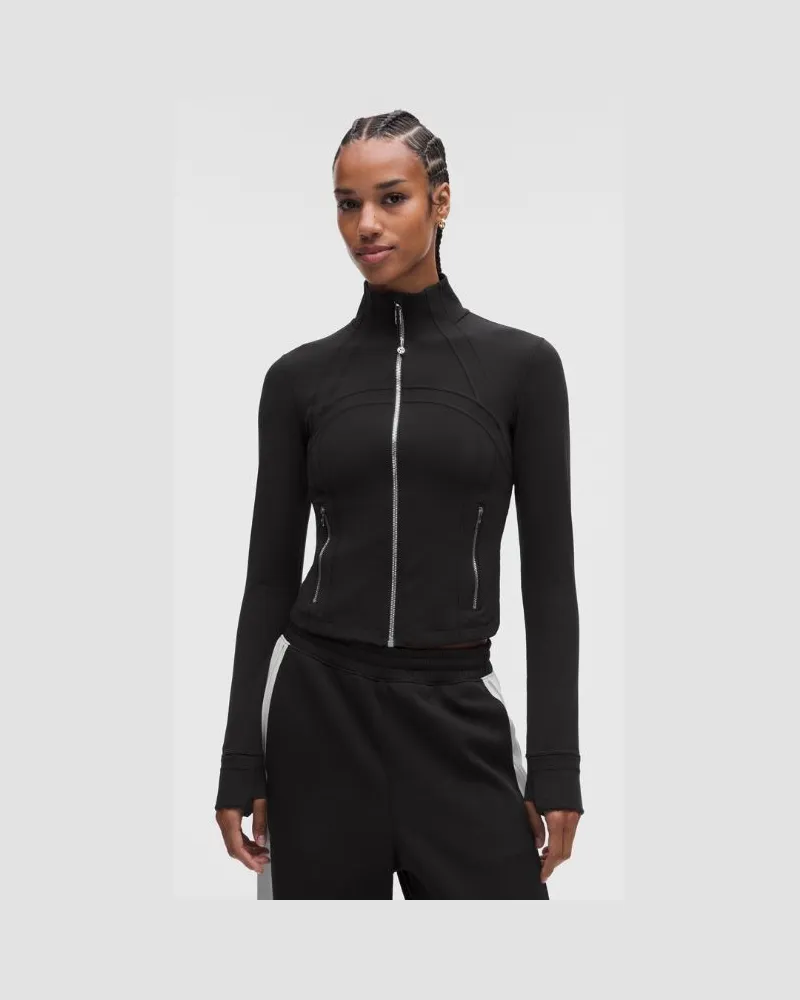 LULULEMON Define-Crop-Jacke Nulu für Frauen – Größe in Schwarz/Mirror Silver Schwarz