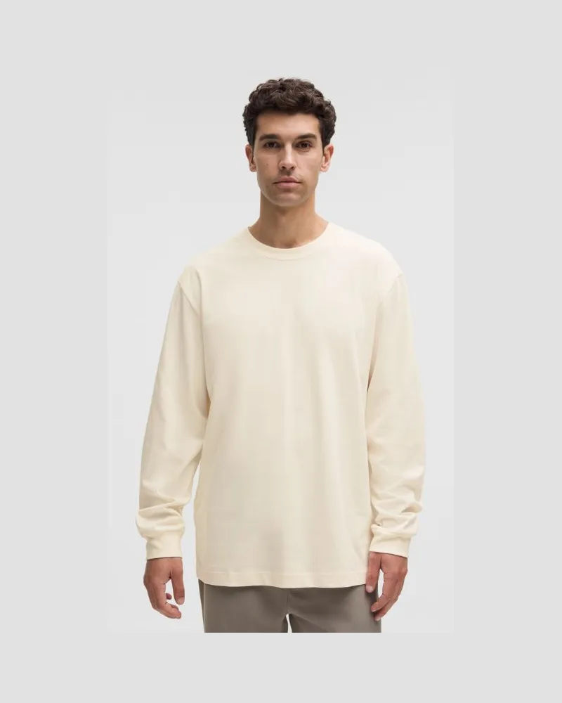 LULULEMON Langarmshirt aus schwerem Baumwolljersey für Männer – Größe in Coconut Ivory Coconut