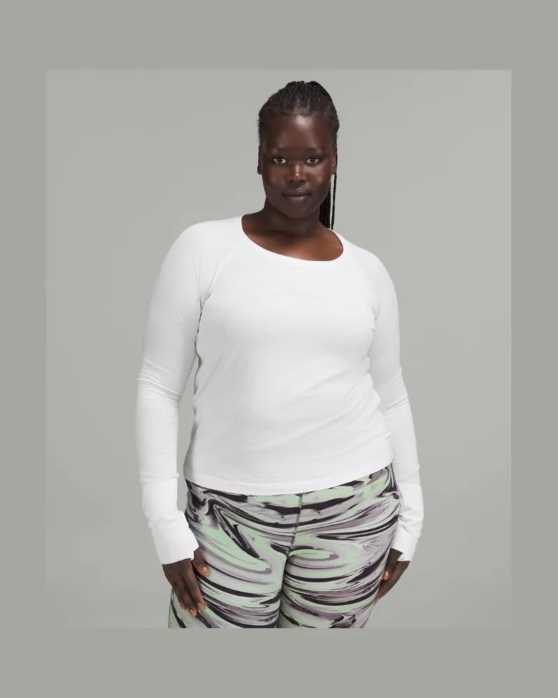 LULULEMON Swiftly Tech Langarmshirt 2.0 Taillenlänge für Frauen – Größe in White White