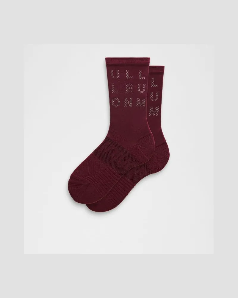LULULEMON Power Stride Crew-Socken Reflektierend – Größe in Burgundy Bay Burgundy