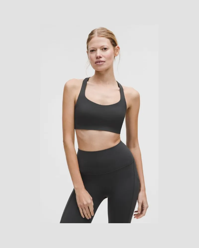 LULULEMON FlexyFlex Yoga-BH mit überkreuzten Trägern Leichter Halt für A-C Cups für Frauen – Größe in Graphite Grey Graphite