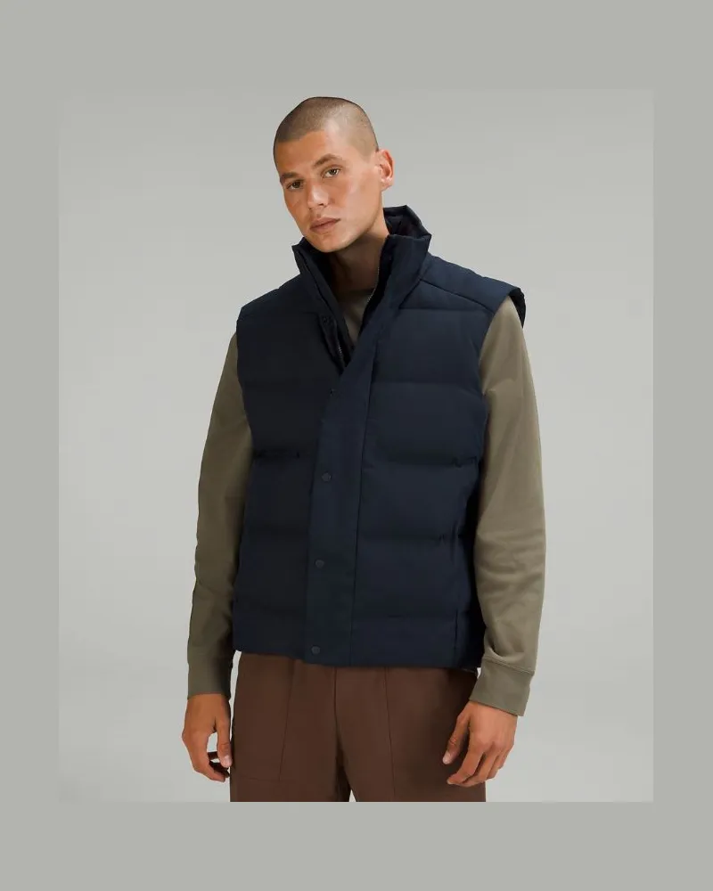 LULULEMON Puffer-Weste mit Füllkraft 600 Tech Canvas für Männer – Größe in True Navy True