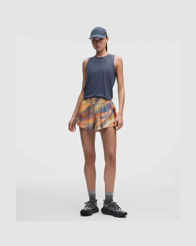 LULULEMON Shake It Out Lauf-Shorts mit hohem Bund für Frauen – 6 cm – Orange – Größe Motion