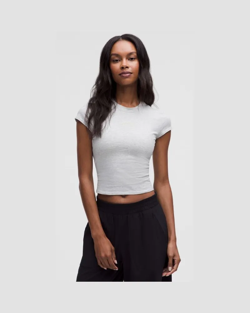 LULULEMON Baby-Tee aus Bio- College-Style für Frauen – Größe in Heathered Core Ultra Light Grey/Light Ivory Heathered