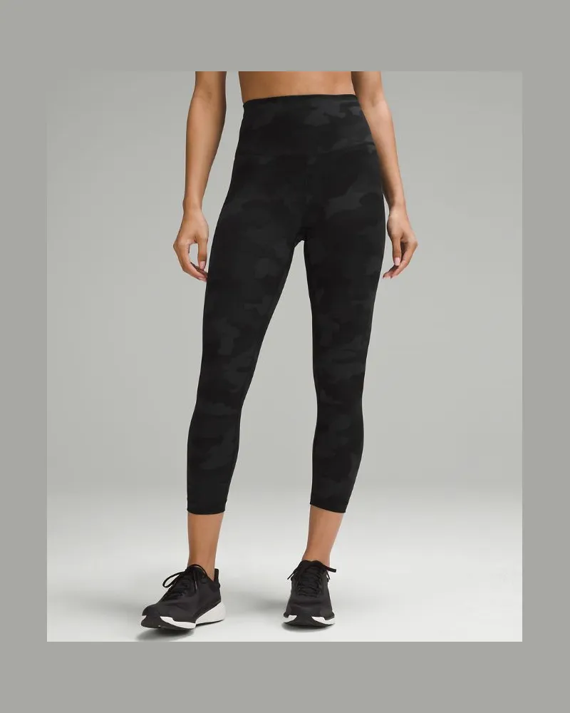 LULULEMON Wunder Train Crop Leggings mit hohem Bund für Frauen – 58 cm – Camo – Größe Heritage