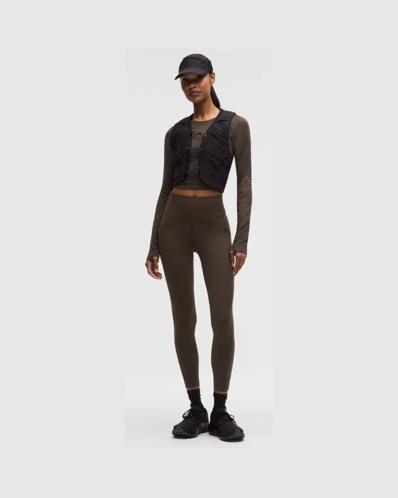 LULULEMON Fast and Free Leggings mit hohem Bund 5 Taschen für Frauen – 64 cm – Größe in Walnut Crunch Walnut