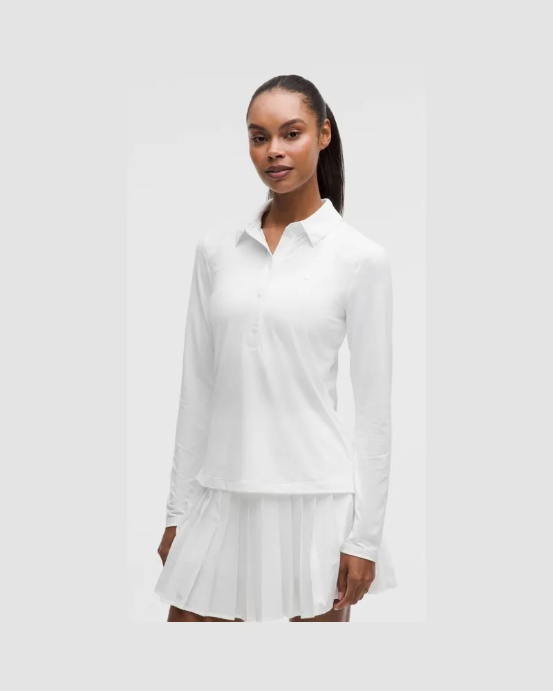 LULULEMON Quick-Dry Long-Sleeve Polo Shirt Straight Hem für Frauen – Größe in White White
