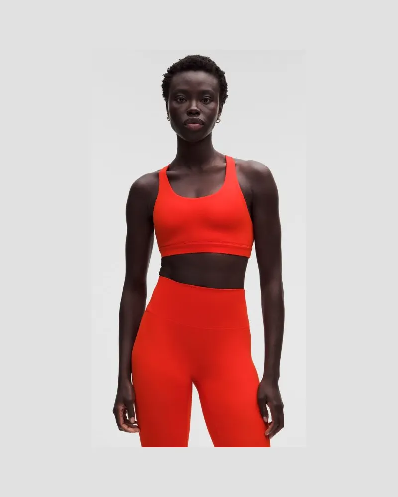 LULULEMON Wunder Train BH mit Mesheinsatz hinten Mittlerer Halt für B/C-Cups für Frauen – Größe in Cherry Ember Cherry