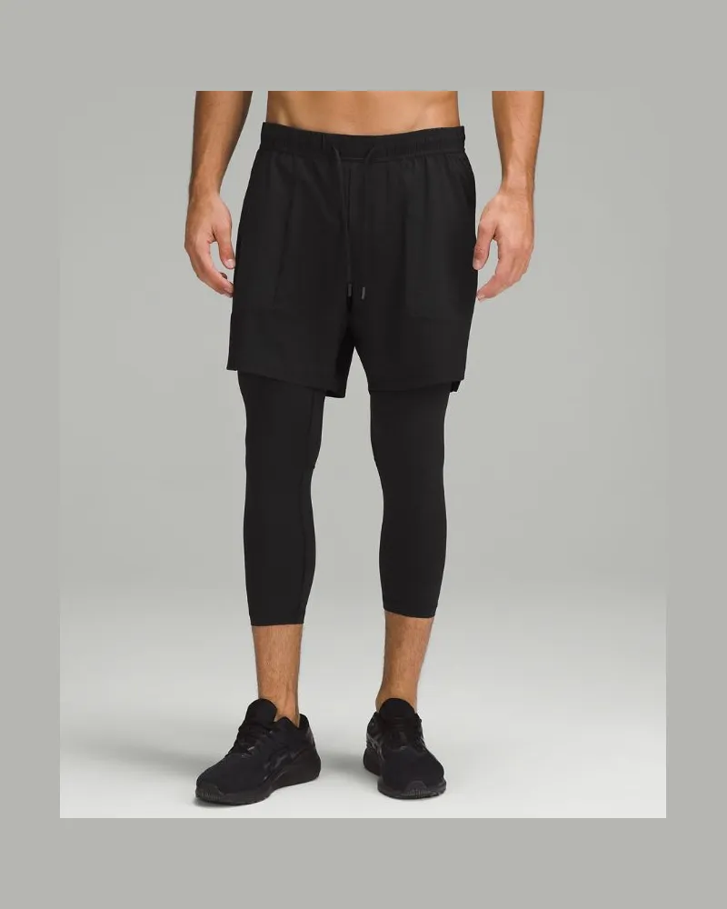LULULEMON License to Train 2-in-1-Leggings für Männer – 53 cm – Größe in Black Black