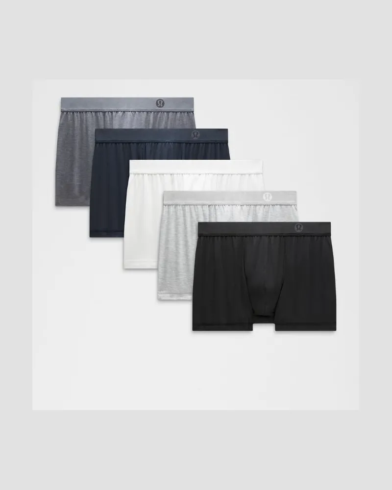 LULULEMON Always In Motion Boxershorts 5er-Pack für Männer – 8 cm – Größe in Black/White/True Navy Black