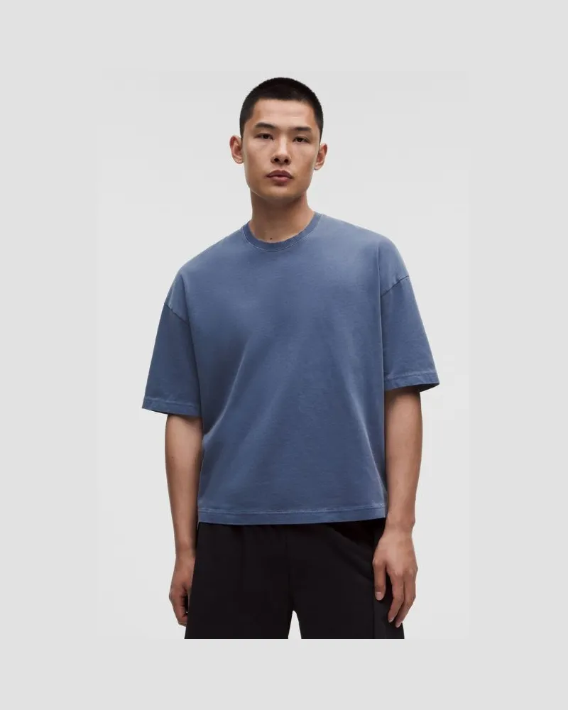 LULULEMON T-Shirt im Boxy Fit aus schwerem Baumwolljersey Waschung für Männer – Größe in Dilute Wash Club Blue Dilute