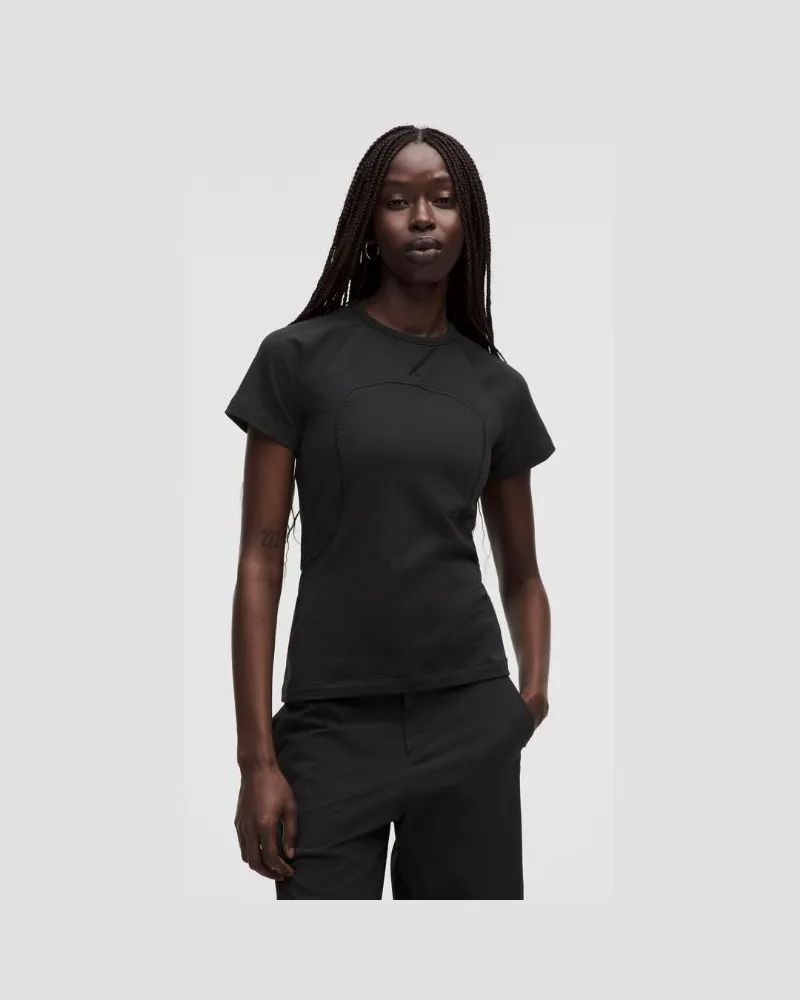 LULULEMON Kurzarmshirt aus Baumwoll-Terry SLNSH Kollektion für Frauen – Größe in Black Black