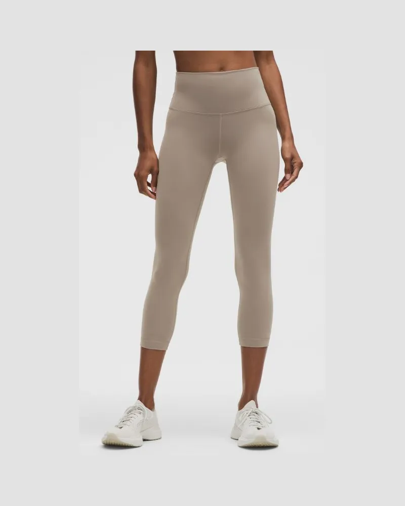LULULEMON Wunder Train Crop Leggings mit hohem Bund für Frauen – 58 cm – Khaki – Größe Warm