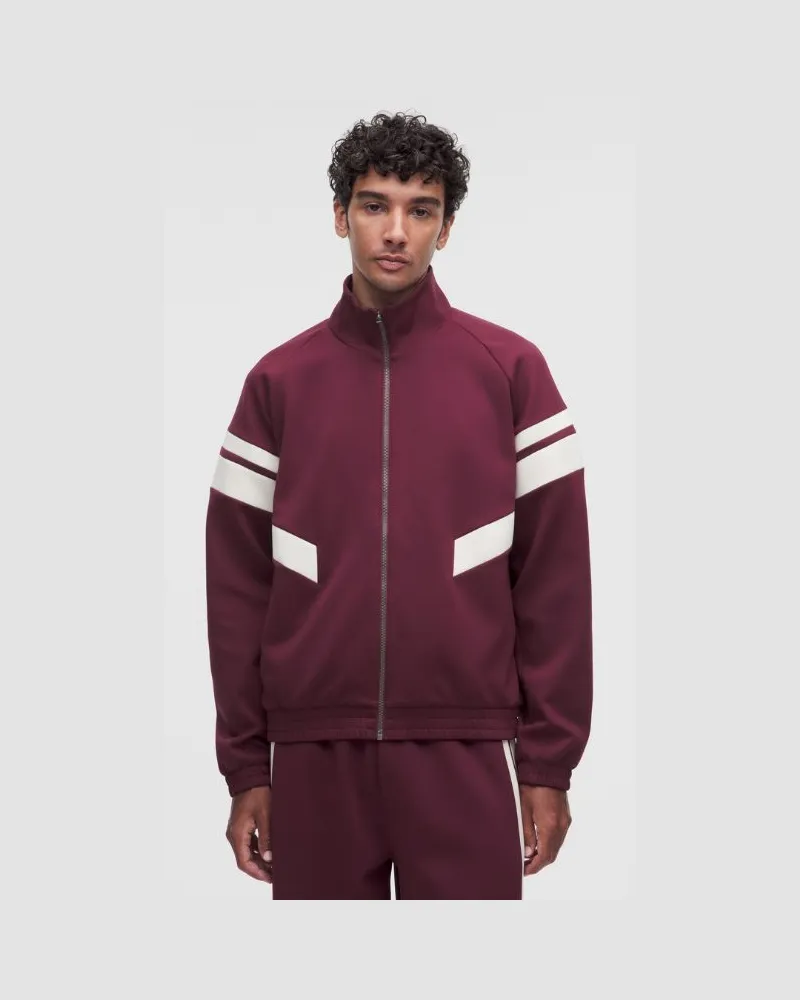 LULULEMON Spacer-Trainingsjacke mit Reißverschluss für Männer – Größe in Burgundy Bay/Light Ivory Burgundy