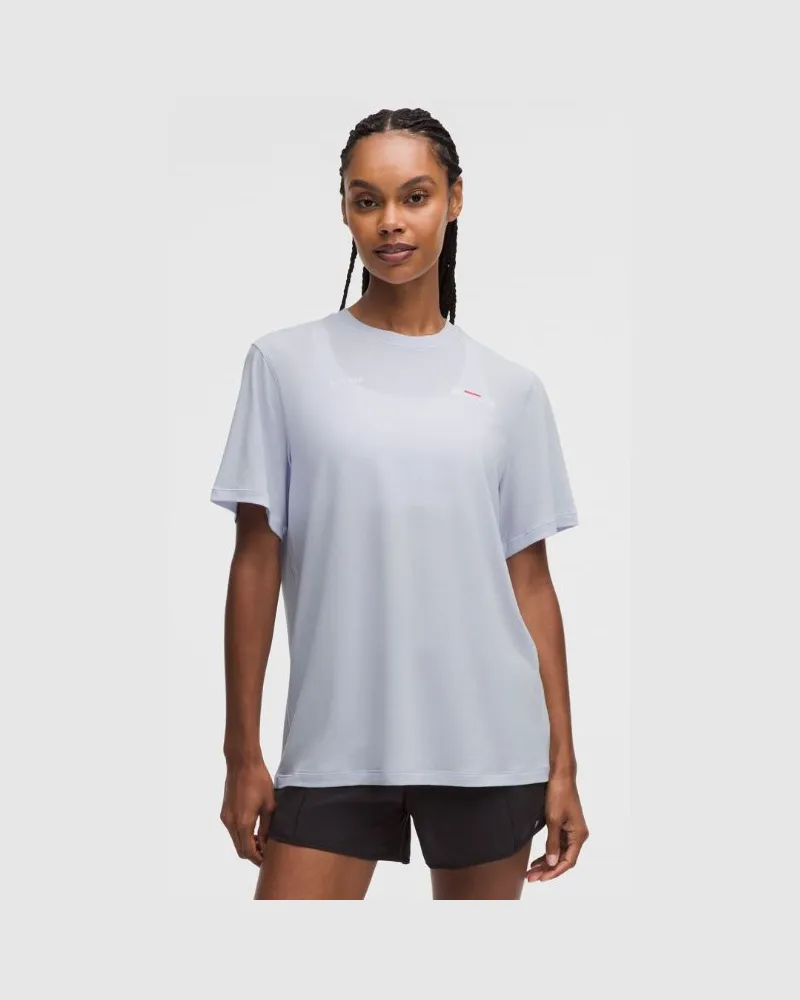 LULULEMON Trainings-Kurzarmshirt aus Jersey Grafik für Frauen – Größe in Serene Blue Serene