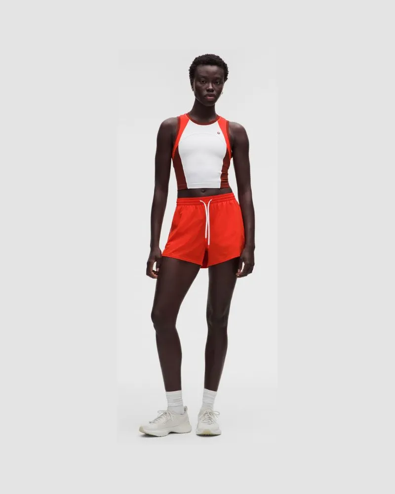 LULULEMON Leichte Shorts mit hohem Bund im Relaxed Fit Langer Liner für Frauen – 8 cm – Größe in Cherry Ember/White Cherry