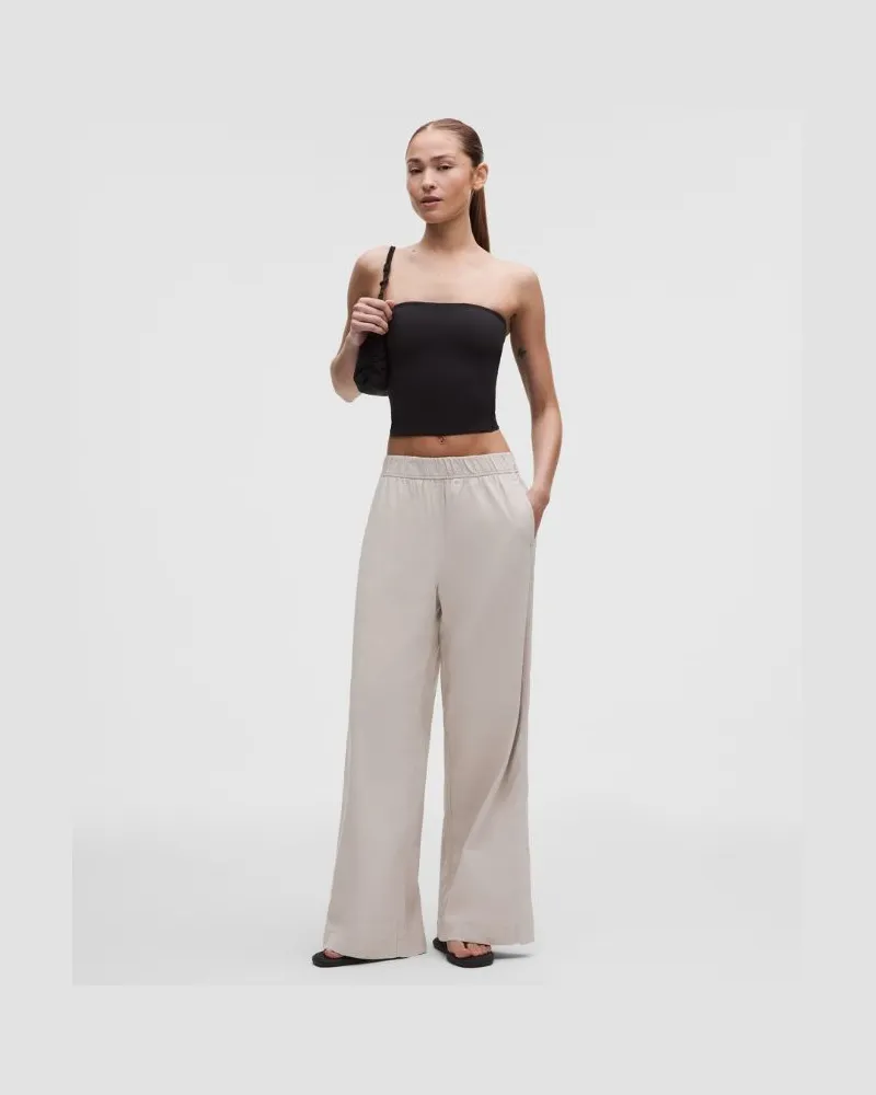 LULULEMON LuluLinen Hose mit hohem Bund im Relaxed Fit Normale Länge für Frauen – Khaki – Größe Downtown