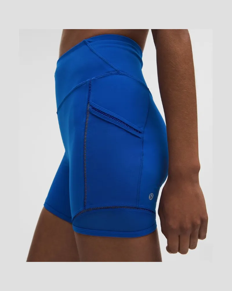 LULULEMON Fast and Free Shorts mit hohem Bund und Spitzenbesatz 5 Taschen für Frauen – 15 cm – Größe in Galactic Cobalt Galactic