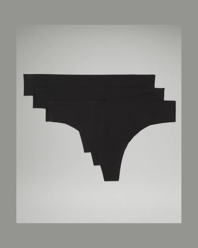 LULULEMON InvisiWear String mit mittelhohem Bund 3er-Pack für Frauen – Größe in Black Black