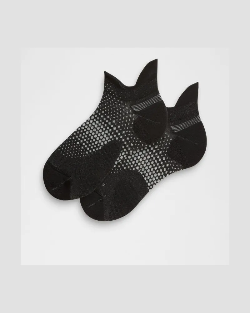 LULULEMON MacroPillow Laufsocken mit Knöchelschutz Mittlere Dämpfung für Frauen – Größe in Black/Silver Drop Black