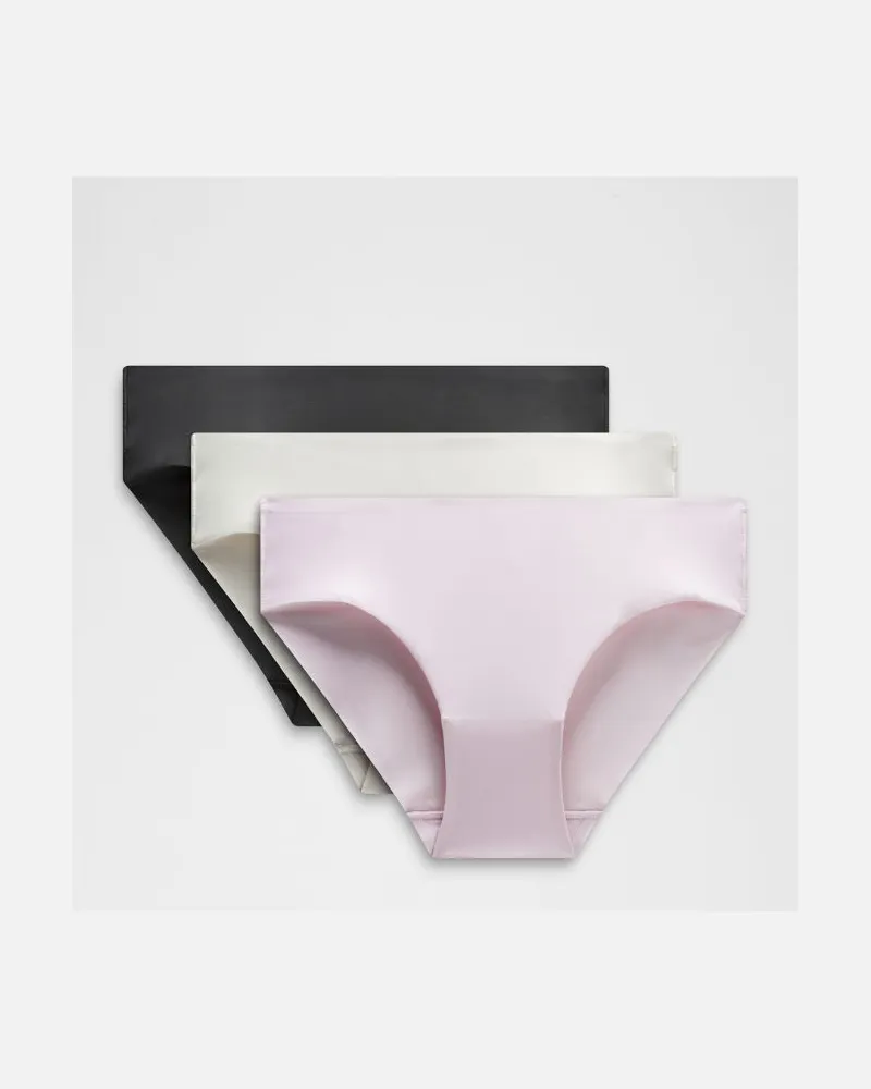 LULULEMON InvisiWear Bikini-Unterwäsche mit mittelhohem Bund 3er-Pack für Frauen – Größe in Black/Bone/Pink Organza Black