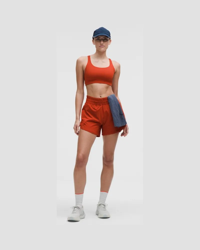 LULULEMON Track That Shorts mit Liner und hohem Bund für Frauen – 13 cm – Orange – Größe Autumn