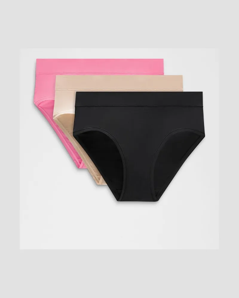 LULULEMON UnderEase Bikini-Unterwäsche mit hohem Bund 3er-Pack für Frauen – Größe in Black/Misty Shell/Candy Cloud Black