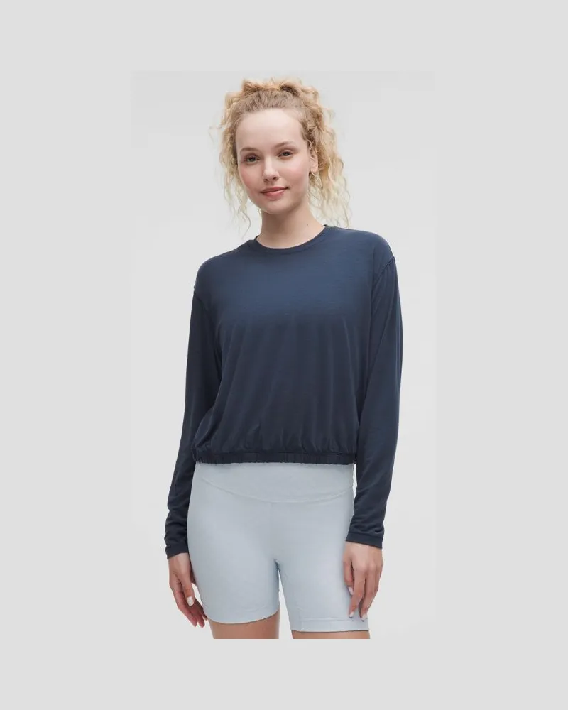 LULULEMON Trainings-Langarmshirt aus Jersey mit elastischem Saum für Frauen – Größe in Club Blue Club