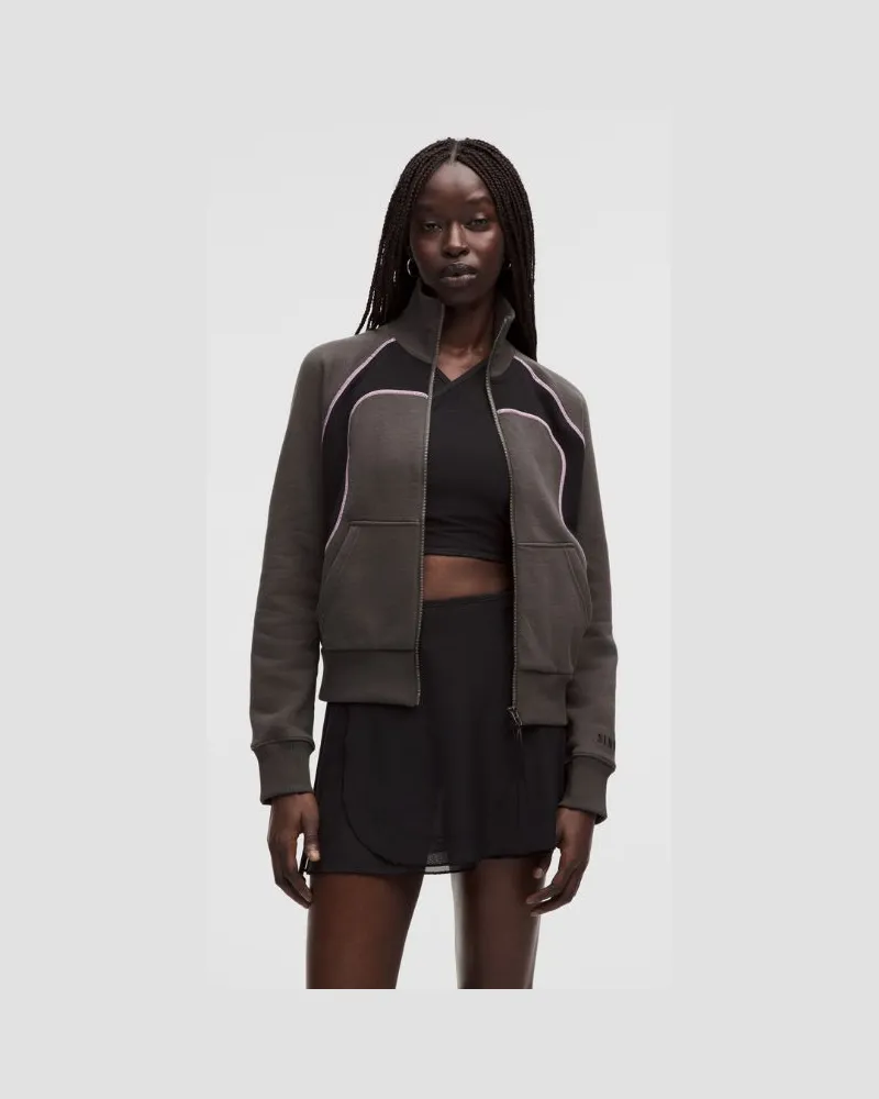 LULULEMON Sweatshirt aus schwerem French-Terry mit durchgehendem Reißverschluss SLNSH Kollektion für Frauen – Größe in Stoney/Black Stoney