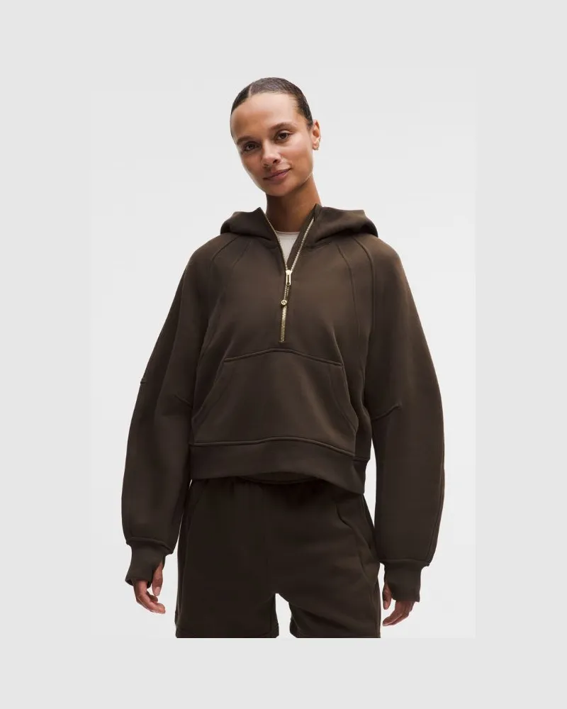 LULULEMON Scuba Oversized-Hoodie mit halblangem Reißverschluss für Frauen – Größe in Walnut Crunch/Gold Walnut