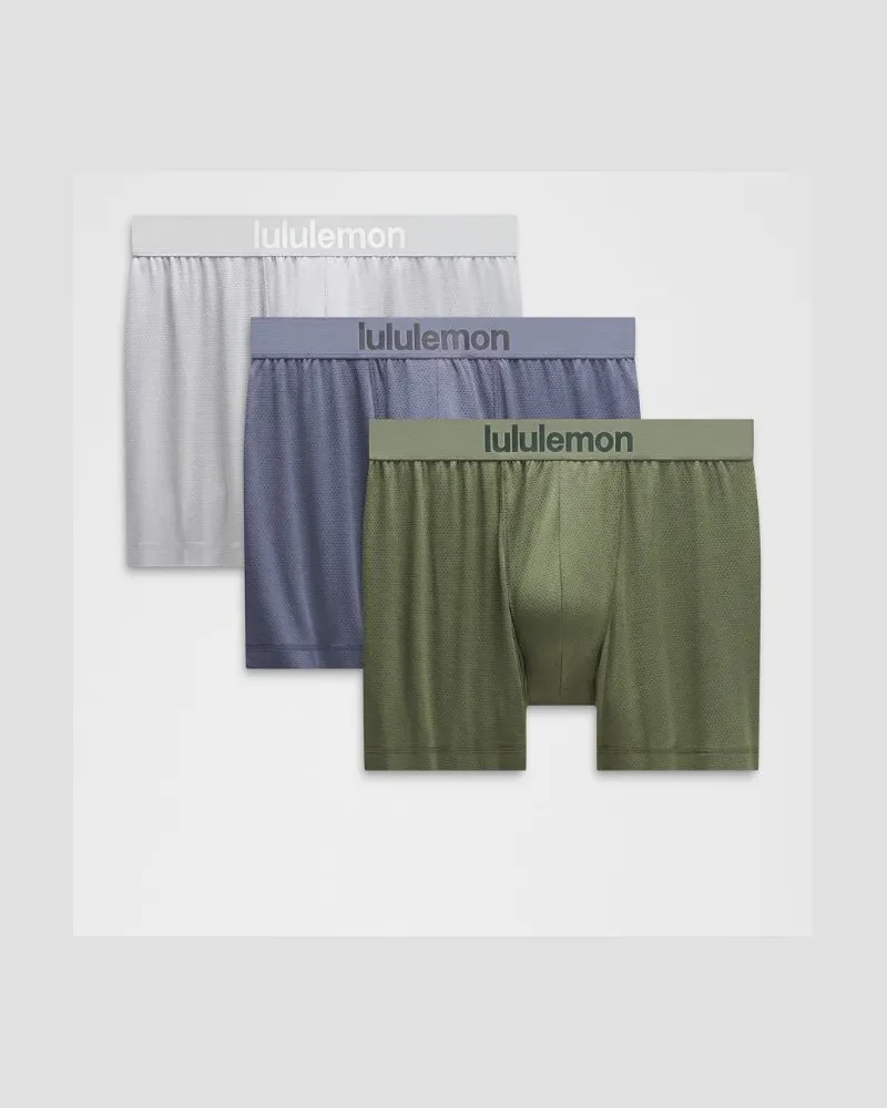 LULULEMON Always In Motion -Boxershorts 3er-Pack für Männer – 13 cm – Größe in Silver Drop/Sassy Sage/Dusty Diamond Silver