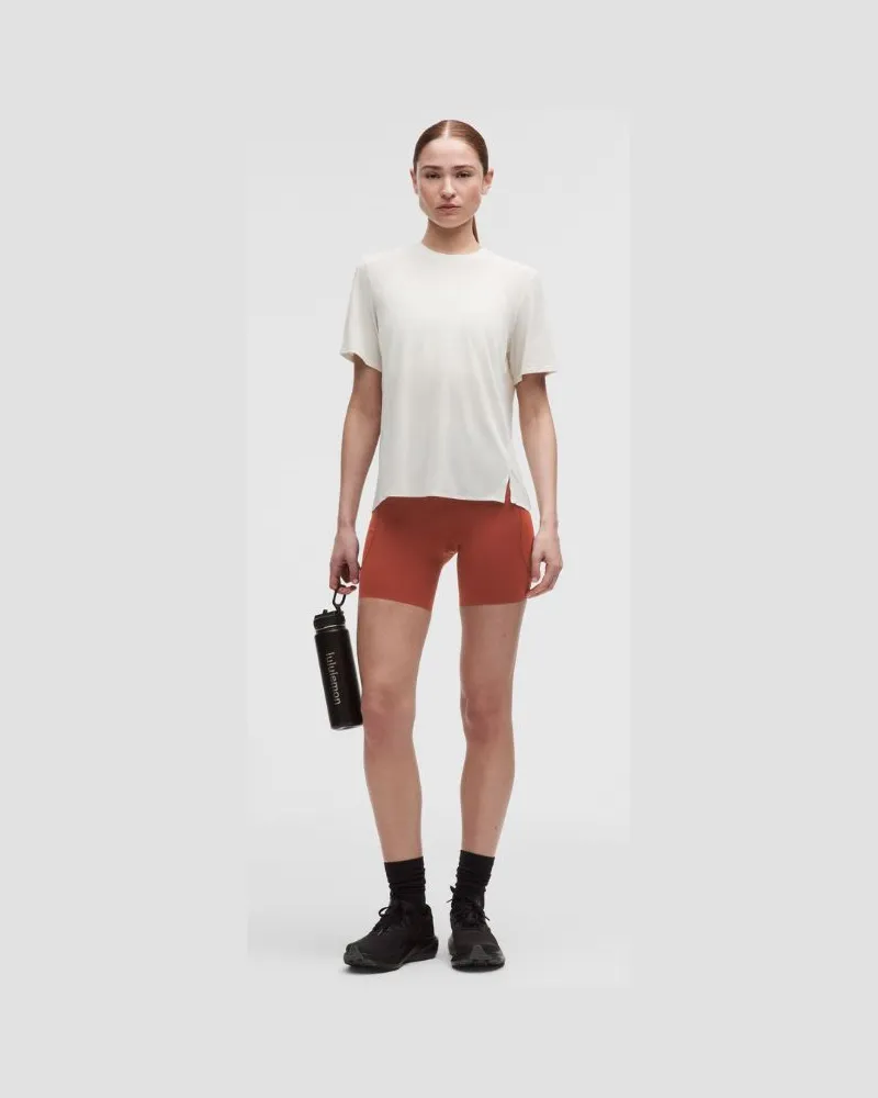 LULULEMON Fast and Free Shorts mit hohem Bund 5 Taschen für Frauen – 15 cm – Größe in Cranberry Charm Cranberry