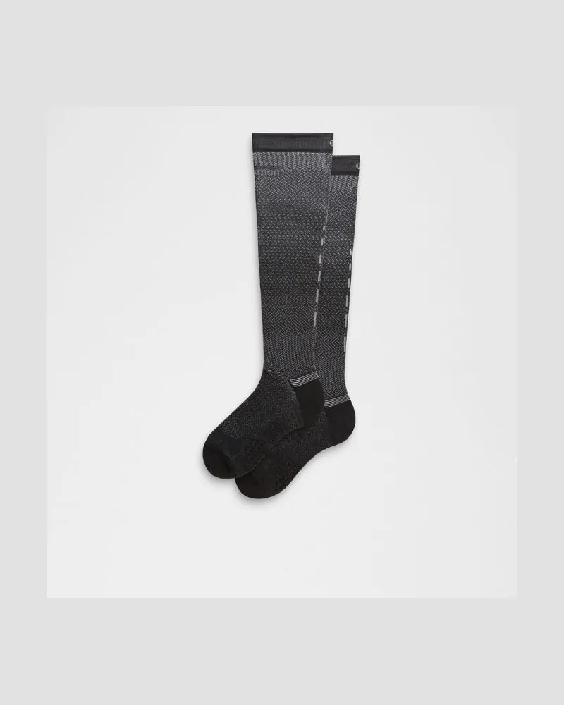 LULULEMON MicroPillow Kniehohe Kompressions-Laufsocken Leicht dämpfend für Männer – Größe in Black/Silver Drop Black