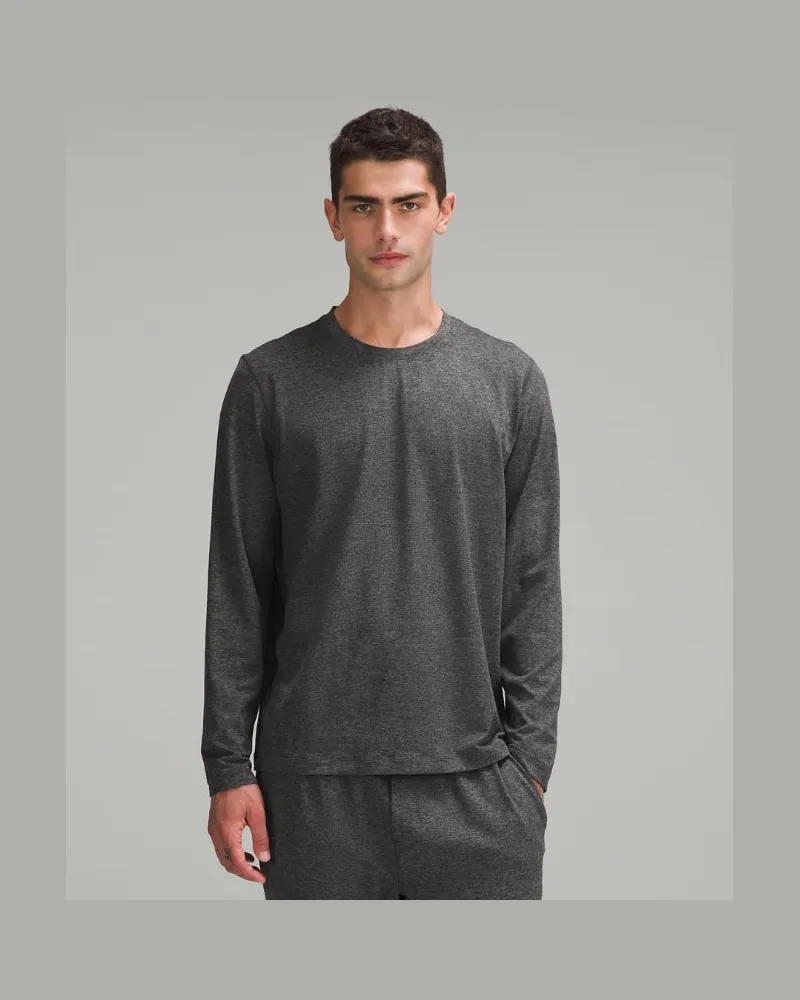 LULULEMON Soft Jersey Langarmshirt für Männer – Größe in Heathered Black/Heathered Graphite Grey Heathered