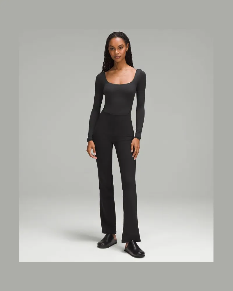 LULULEMON Langärmeliger Body mit eckigem Ausschnitt für Frauen – Größe in Black Black