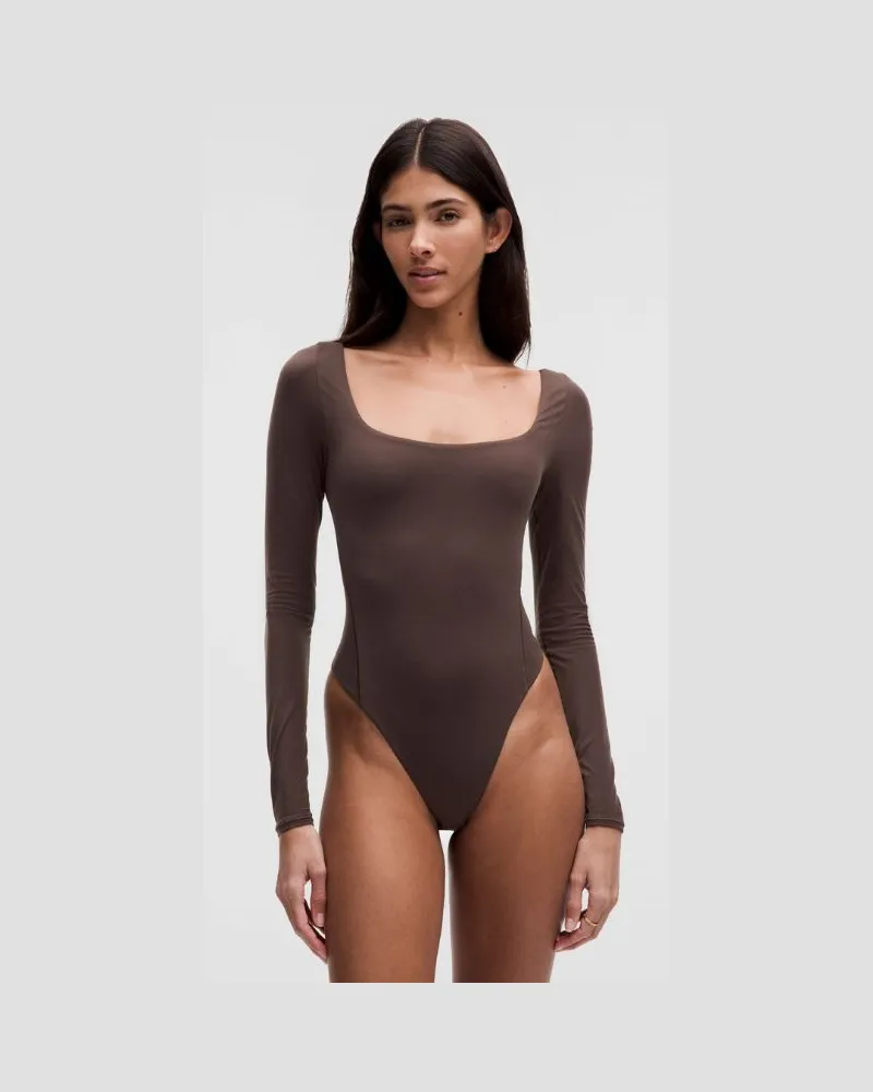 LULULEMON Langärmeliger Body mit eckigem Ausschnitt für Frauen – Größe in Espresso Espresso