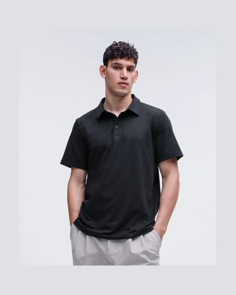 LULULEMON Soft Jersey Kurzarm-Poloshirt für Männer – Größe in Schwarz Schwarz