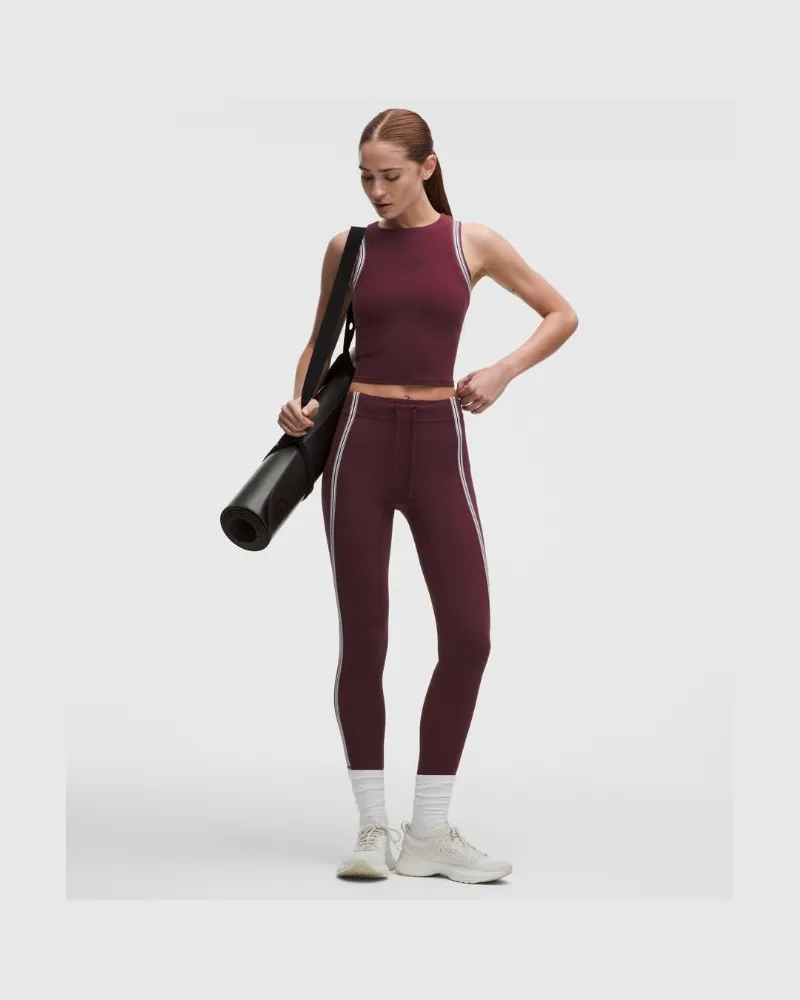 LULULEMON Groove-Leggings mit hohem Bund Streifen für Frauen – 64 cm – Größe in Burgundy Bay Burgundy