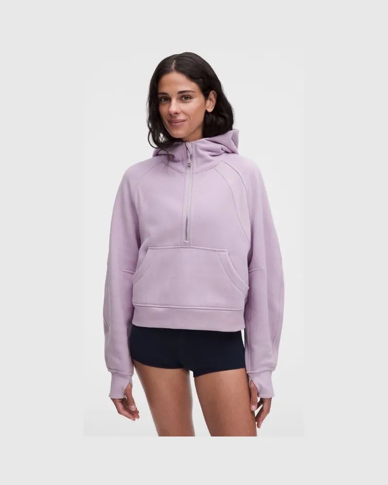 LULULEMON Scuba Oversized-Hoodie mit halblangem Reißverschluss für Frauen – Größe in Lilac Play/Mirror Silver Lilac