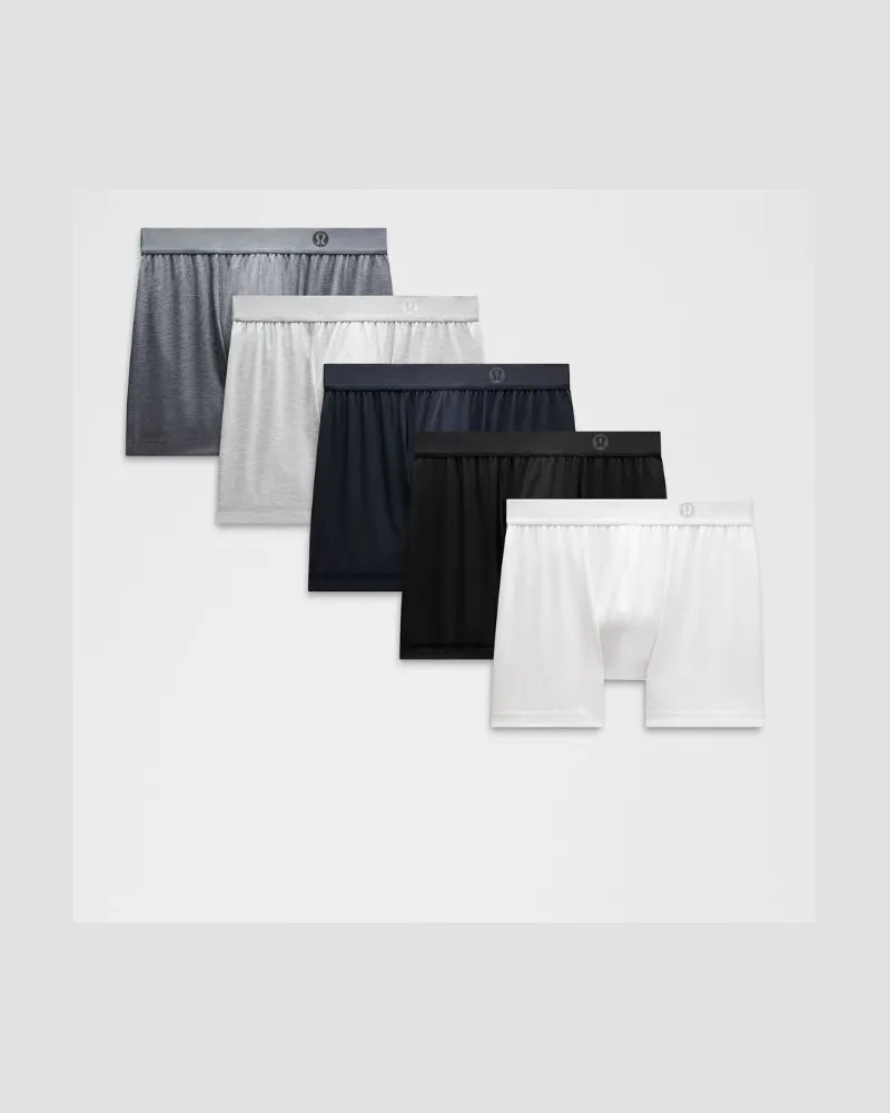 LULULEMON Always In Motion Boxershorts 5er-Pack für Männer – 13 cm – Größe in Black/True Navy/White Black