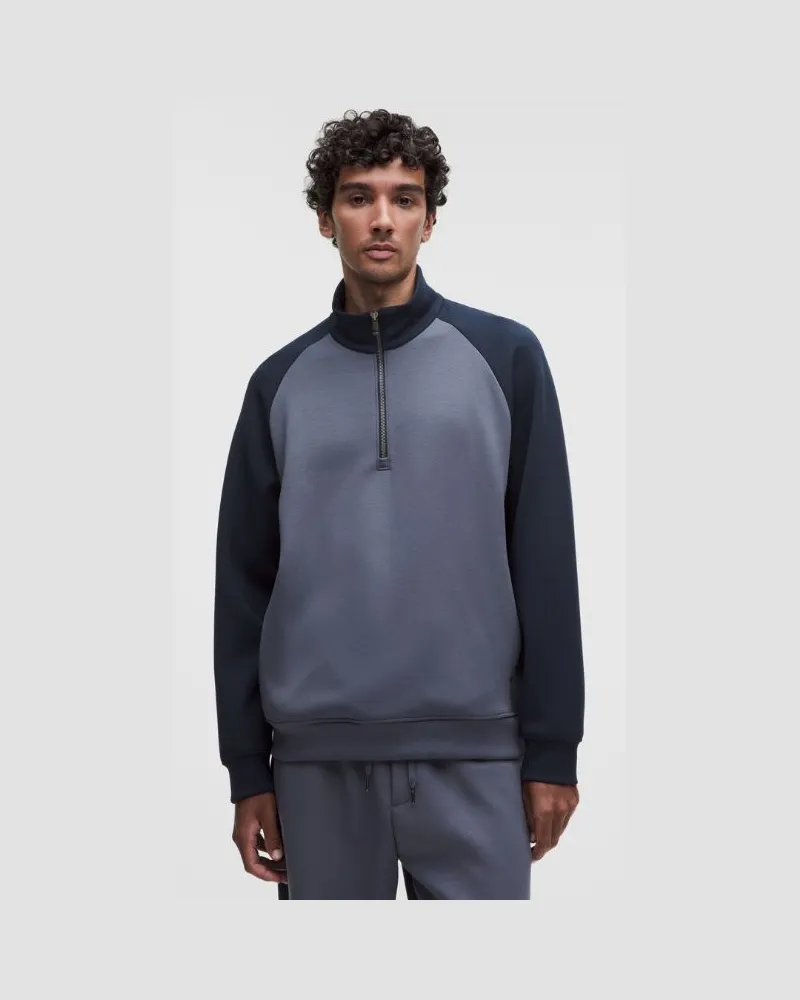 LULULEMON Smooth Spacer-Sweater mit halblangem Reißverschluss Color-Blocking für Männer – Größe in Dusty Diamond/True Navy Dusty